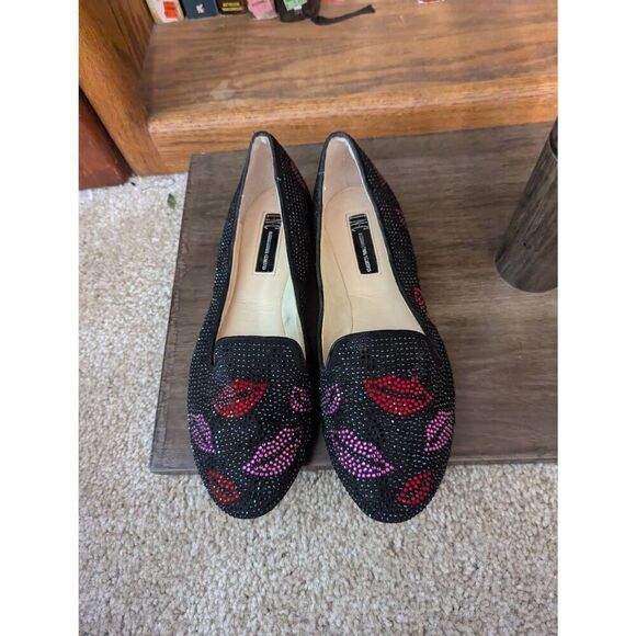 INC International Concepts Women's Galle13 Flats Women’s 7US, Black Lips Print - Picture 1 of 5